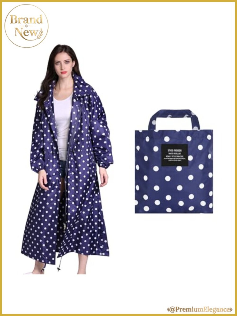 Womens Waterproof Oxford Cloth Long Raincoat Hooded Windbreaker